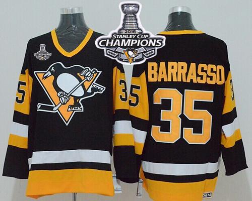 Mitchell&Ness Penguins #35 Tom Barrasso Black 2016 Stanley Cup Champions Stitched NHL Jersey Mitchell&Ness Penguins #35 Tom Barrasso Black 2016 Stanley Cup Champions Stitched NHL Jersey