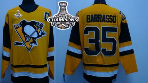 Mitchell&Ness Penguins #35 Tom Barrasso Yellow 2016 Stanley Cup Champions Stitched NHL Jersey Mitchell&Ness Penguins #35 Tom Barrasso Yellow 2016 Stanley Cup Champions Stitched NHL Jersey