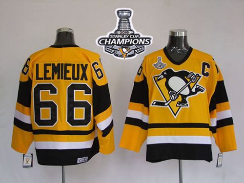 Mitchell&Ness Penguins #66 Mario Lemieux Yellow 2016 Stanley Cup Champions Stitched NHL Jersey Mitchell&Ness Penguins #66 Mario Lemieux Yellow 2016 Stanley Cup Champions Stitched NHL Jersey