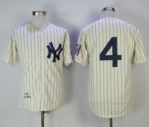 Mitchell And Ness 1939 Yankees #4 Lou Gehrig Cream Throwback Stitched MLB Jersey Mitchell And Ness 1939 Yankees #4 Lou Gehrig Cream Throwback Stitched MLB Jersey