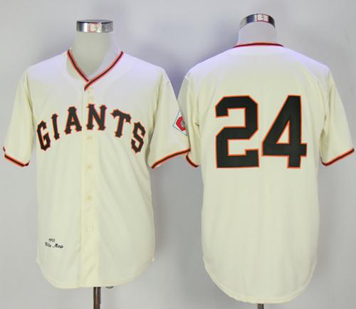 Mitchell And Ness 1951 Giants #24 Willie Mays Cream Throwback Stitched MLB Jersey Mitchell And Ness 1951 Giants #24 Willie Mays Cream Throwback Stitched MLB Jersey