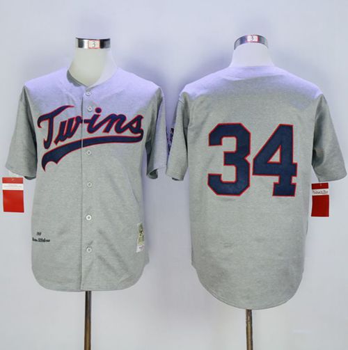 Mitchell And Ness 1969 Twins #34 Kirby Puckett Grey Throwback Stitched MLB Jersey Mitchell And Ness 1969 Twins #34 Kirby Puckett Grey Throwback Stitched MLB Jersey