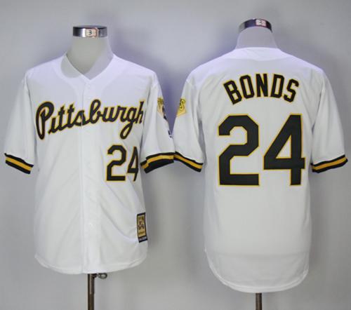 Mitchell And Ness 1990-1997 Pirates #24 Barry Bonds White Throwback Stitched MLB Jersey Mitchell And Ness 1990-1997 Pirates #24 Barry Bonds White Throwback Stitched MLB Jersey