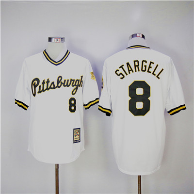 Mitchell And Ness 1990-1997 Pirates #8 Willie Stargell White Throwback Cooperstown Collection Stitched MLB Jersey