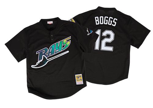 Mitchell And Ness 1998 Rays #12 Wade Boggs Black Throwback Stitched MLB Jersey Mitchell And Ness 1998 Rays #12 Wade Boggs Black Throwback Stitched MLB Jersey