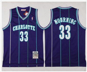 Mitchell And Ness Charlotte Hornets #33 Alonzo Mourning Purple Throwback Stitched NBA Jersey Mitchell And Ness Charlotte Hornets #33 Alonzo Mourning Purple Throwback Stitched NBA Jersey