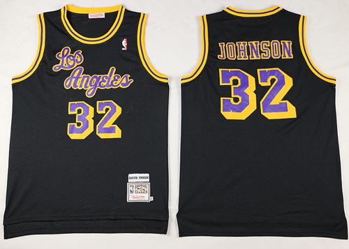 Mitchell And Ness Lakers #32 Magic Johnson Black Throwback Stitched NBA Jersey Mitchell And Ness Lakers #32 Magic Johnson Black Throwback Stitched NBA Jersey