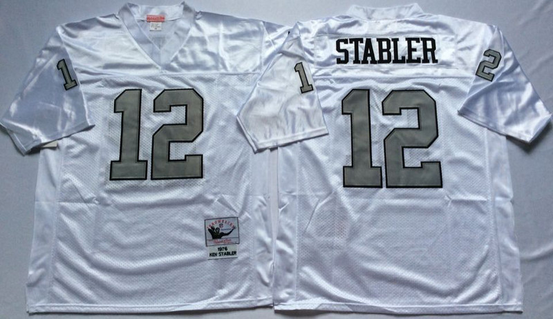 Mitchell And Ness Raiders #12 Ken Stabler White Throwback Stitched NFL Jersey Mitchell And Ness Raiders #12 Ken Stabler White Throwback Stitched NFL Jersey