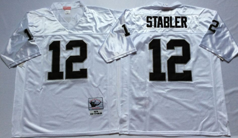 Mitchell And Ness Raiders #12 Ken Stabler White Throwback Stitched NFL Jerseys Mitchell And Ness Raiders #12 Ken Stabler White Throwback Stitched NFL Jerseys