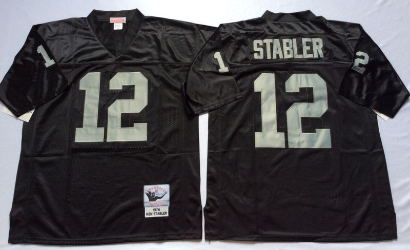 Mitchell And Ness Raiders #12 Ken Stabler balck Throwback Stitched NFL Jersey Mitchell And Ness Raiders #12 Ken Stabler balck Throwback Stitched NFL Jersey