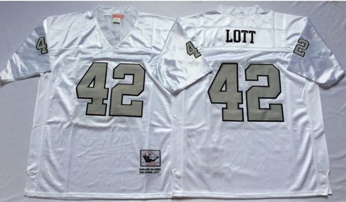 Mitchell And Ness Raiders #42 Ronnie Lott White Silver No. Throwback Stitched NFL Jersey Mitchell And Ness Raiders #42 Ronnie Lott White Silver No. Throwback Stitched NFL Jersey