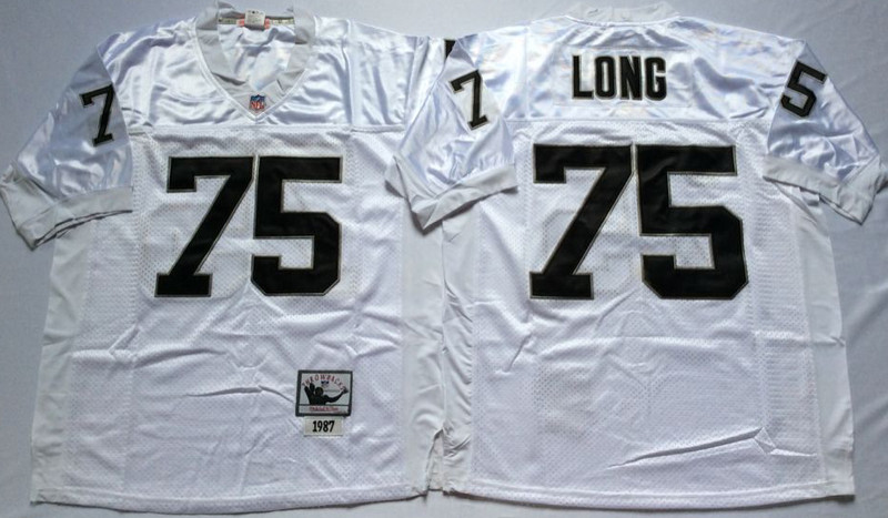 Mitchell And Ness Raiders #75 Howie Long White Throwback Stitched NFL Jersey