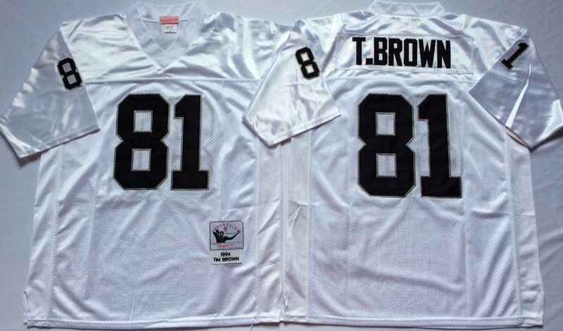 Mitchell And Ness Raiders #81 tim brown White Throwback Stitched NFL Jersey Mitchell And Ness Raiders #81 tim brown White Throwback Stitched NFL Jersey