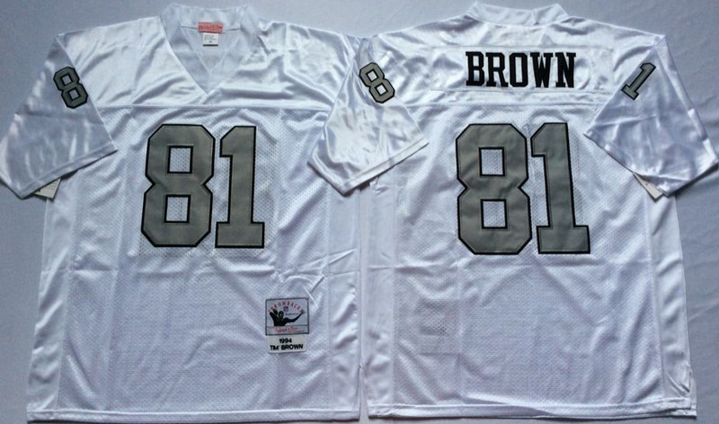Mitchell And Ness Raiders #81 tim brown White Throwback Stitched NFL Jerseys Mitchell And Ness Raiders #81 tim brown White Throwback Stitched NFL Jerseys
