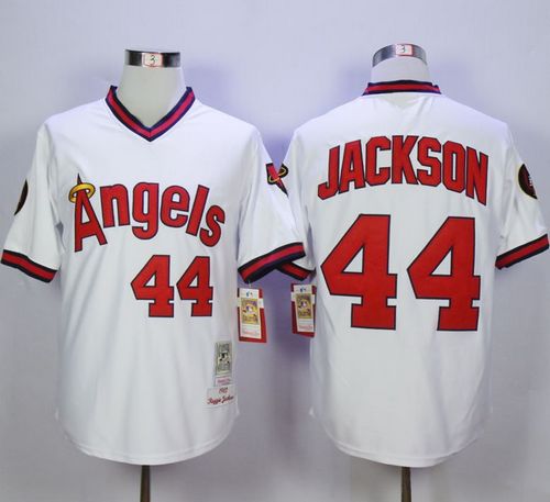 Mitchell and Ness Angels of Anaheim #44 Reggie Jackson White Stitched MLB Jersey Mitchell and Ness Angels of Anaheim #44 Reggie Jackson White Stitched MLB Jersey