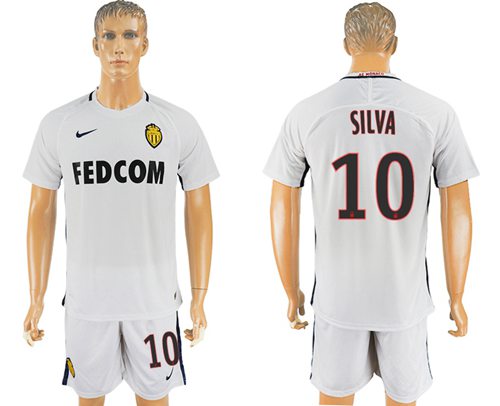 Monaco #10 Silva Away Soccer Club Jersey Monaco #10 Silva Away Soccer Club Jersey