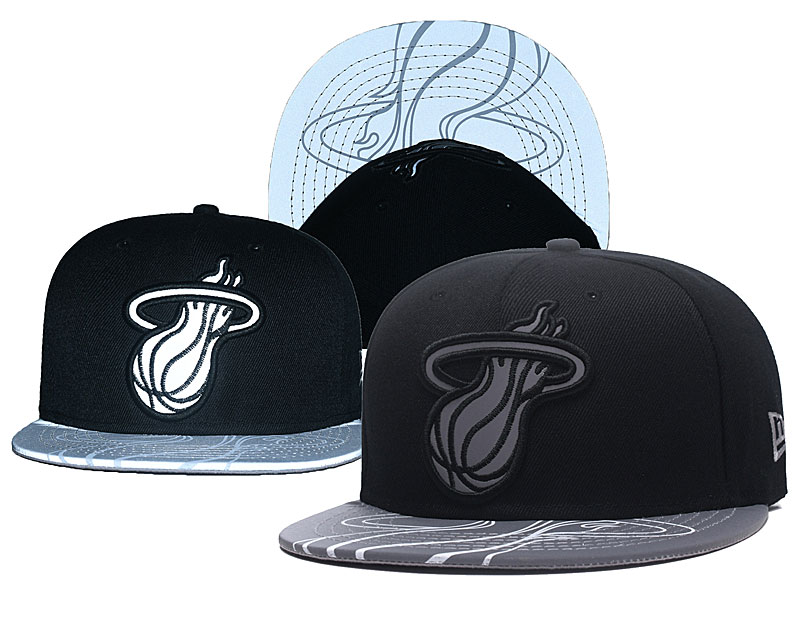 NBA Miami Heat Team Logo Black Mitchell & Ness Adjustable Hat 0