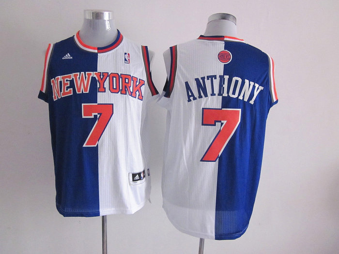 NBA New York Knicks 7 Carmelo Anthony white-Blue Split Youth Jerseys