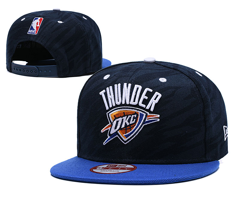NBA Oklahoma City Thunder Team Logo Black Snapback Adjustable Hat