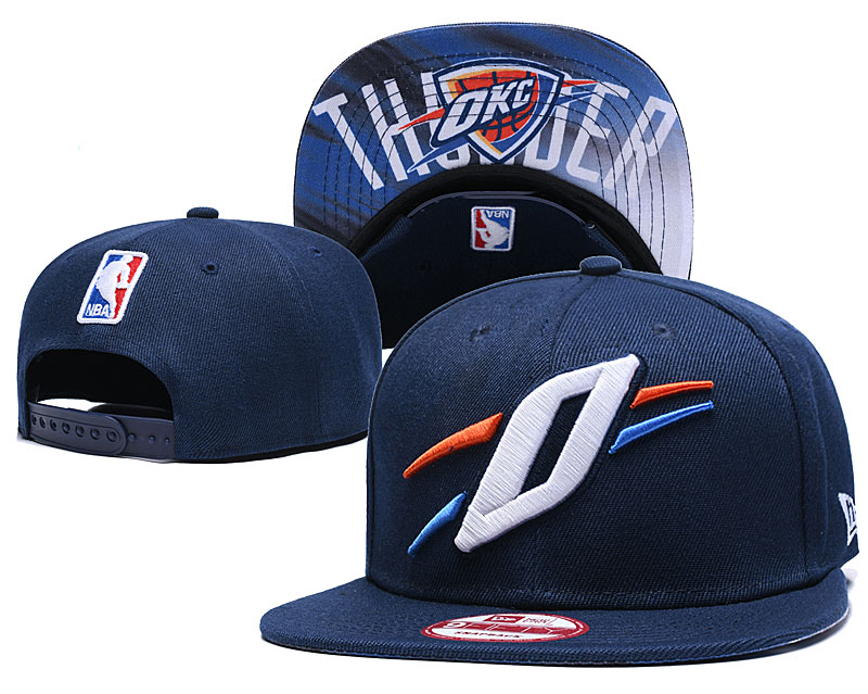 NBA Oklahoma City Thunder Team Logo Black Snapback Adjustable Hat