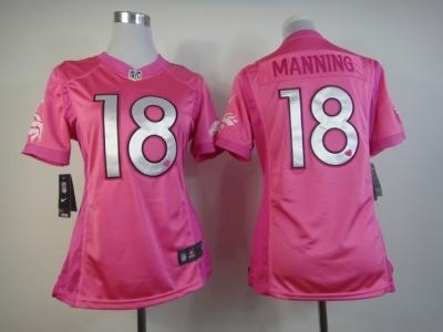 NEW Women Denver Broncos #18 Peyton Manning Pink Jerseys(love s)