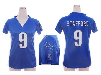 NEW Women Detroit Lions #9 stafford blue jerseys(draft him ii top)