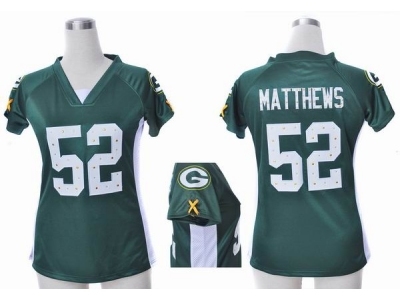 NEW Women Green Bay Packers 52 Clay Matthews green jerseys(draft him ii top) NEW Women Green Bay Packers 52 Clay Matthews green jerseys(draft him ii top)
