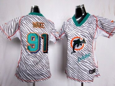 NEW Women Miami Dolphins #91 Cameron Wake jerseys(fem fan zebra) NEW Women Miami Dolphins #91 Cameron Wake jerseys(fem fan zebra)