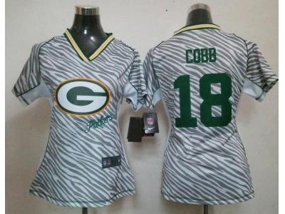 NEW Womens Green Bay Packers #18 Randall Cobb jerseys(fem fan zebra)