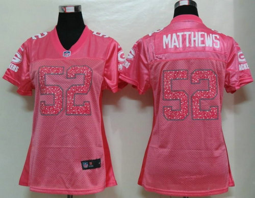 NEW Womens Green Bay Packers 52 Matthews Pink Jerseys .