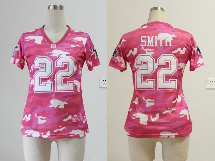 NEW women nfl jerseys Dallas cowboys #22 e.smith pink(fashion camo)