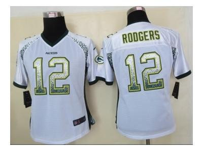 NEW women nfl jerseys green bay packers #12 aaron rodgers white(Elite drift fashion)
