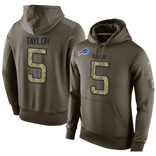 NFL Men's Nike Buffalo Bills #5 Tyrod Taylor Stitched Green Olive Salute To Service KO Performance Hoodie NFL Men's Nike Buffalo Bills #5 Tyrod Taylor Stitched Green Olive Salute To Service KO Performance Hoodie