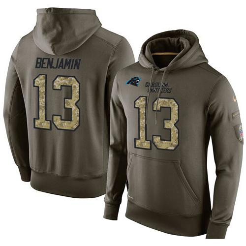 NFL Men's Nike Carolina Panthers #13 Kelvin Benjamin Stitched Green Olive Salute To Service KO Performance Hoodie NFL Men's Nike Carolina Panthers #13 Kelvin Benjamin Stitched Green Olive Salute To Service KO Performance Hoodie