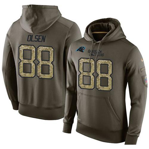 NFL Men's Nike Carolina Panthers #88 Greg Olsen Stitched Green Olive Salute To Service KO Performance Hoodie NFL Men's Nike Carolina Panthers #88 Greg Olsen Stitched Green Olive Salute To Service KO Performance Hoodie