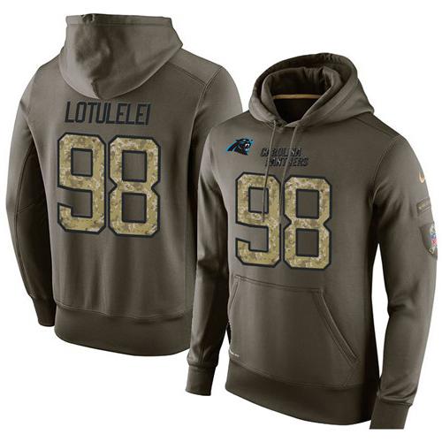 NFL Men's Nike Carolina Panthers #98 Star Lotulelei Stitched Green Olive Salute To Service KO Performance Hoodie NFL Men's Nike Carolina Panthers #98 Star Lotulelei Stitched Green Olive Salute To Service KO Performance Hoodie