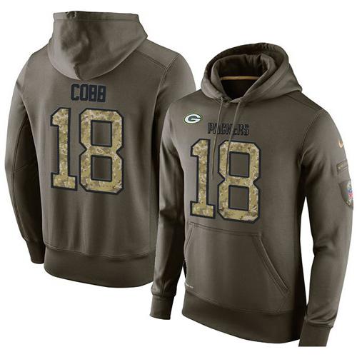 NFL Men's Nike Green Bay Packers #18 Randall Cobb Stitched Green Olive Salute To Service KO Performance Hoodie NFL Men's Nike Green Bay Packers #18 Randall Cobb Stitched Green Olive Salute To Service KO Performance Hoodie