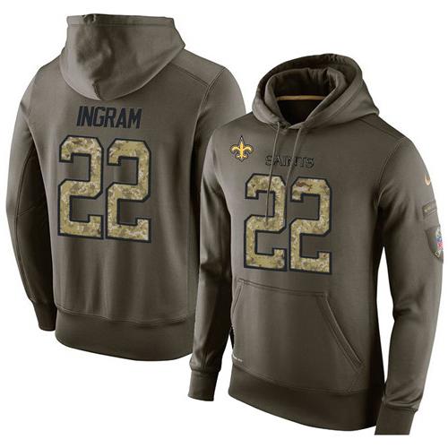 NFL Men's Nike New Orleans Saints #22 Mark Ingram Stitched Green Olive Salute To Service KO Performance Hoodie NFL Men's Nike New Orleans Saints #22 Mark Ingram Stitched Green Olive Salute To Service KO Performance Hoodie