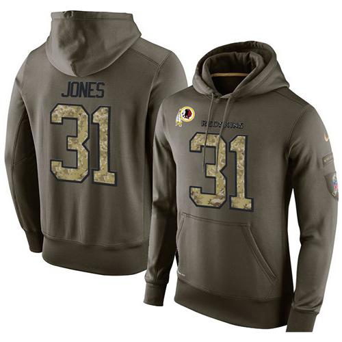 NFL Men's Nike Washington Redskins #31 Matt Jones Stitched Green Olive Salute To Service KO Performance Hoodie NFL Men's Nike Washington Redskins #31 Matt Jones Stitched Green Olive Salute To Service KO Performance Hoodie