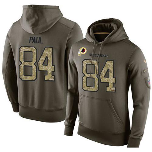 NFL Men's Nike Washington Redskins #84 Niles Paul Stitched Green Olive Salute To Service KO Performance Hoodie NFL Men's Nike Washington Redskins #84 Niles Paul Stitched Green Olive Salute To Service KO Performance Hoodie