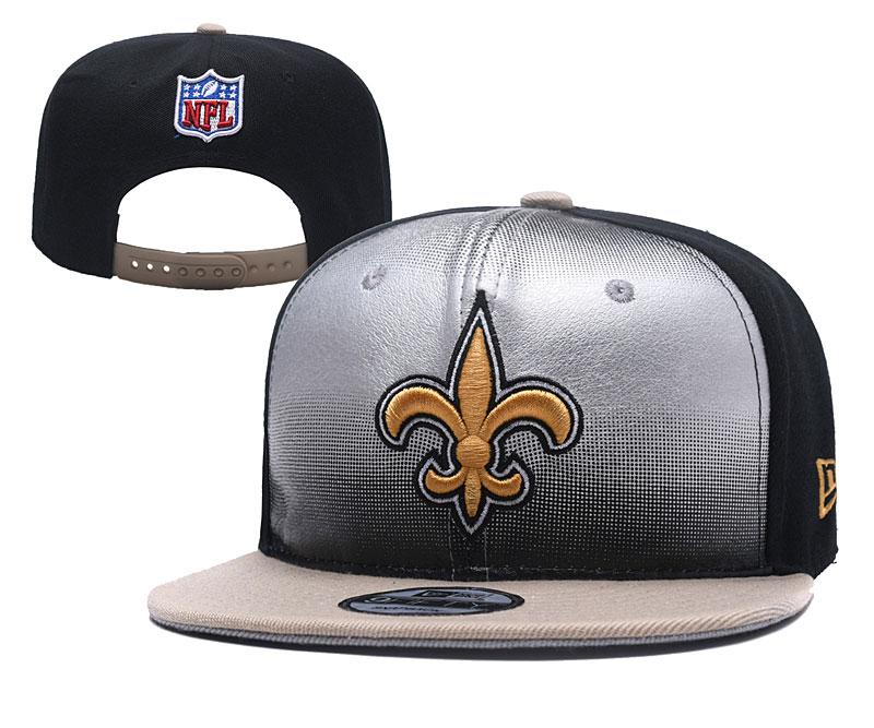 NFL New Orleans Saints Team Logo Black Silver Adjustable Hat