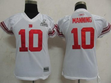 NFL New York Giants 10 Eli Manning White Women Field Flirt Fashion Jerseys