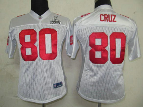 NFL New York Giants 80 Cruz 2012 Super Bowl XLVI White Women Team Color Premier Jersey