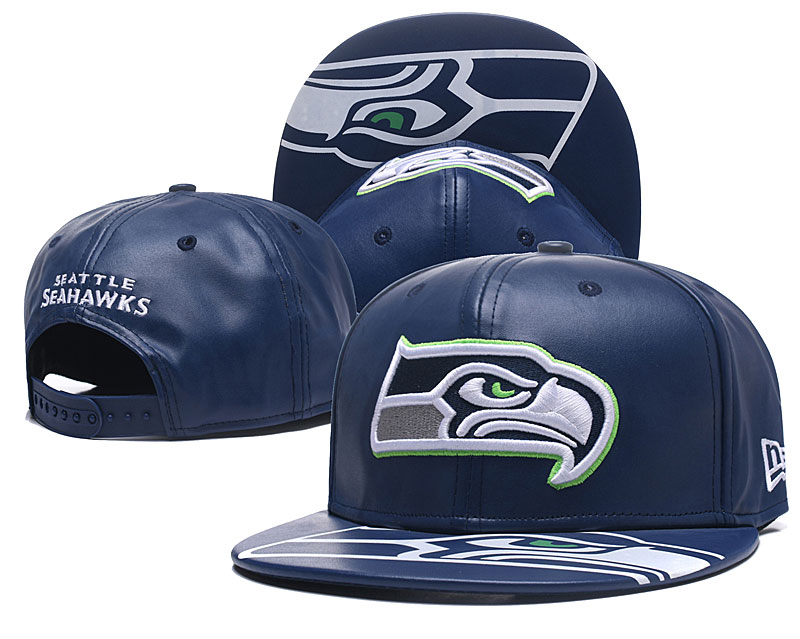 NFL Seattle Seahawks Team Logo Navy Silver Adjustable Hat 0