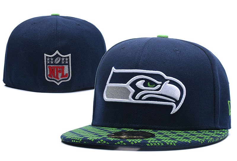 NFL Seattle Seahawks Team Logo Navy Silver Adjustable Hat 