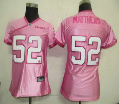 NFL Women Jerseys Green Bay Packers 52 matthews Pink