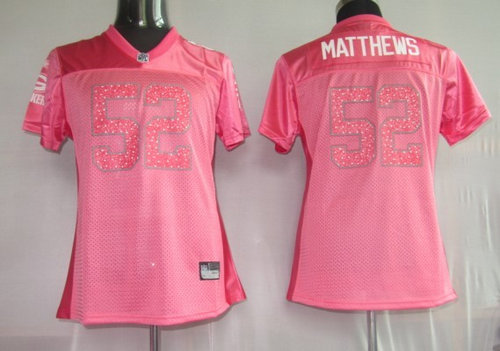 NFL Women Jerseys Green Bay Packers 52 matthews Pink（2010 NEW）