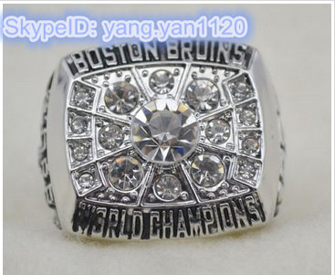 NHL Boston Bruins World Champions Silver Ring_3 NHL Boston Bruins World Champions Silver Ring_3