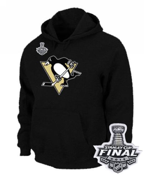 NHL Pittsburgh Penguins Big & Tall Logo Pullover 2016 Stanley Cup Final Patch Hoodie Black