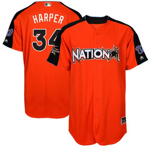 Nationals #34 Bryce Harper Orange 2017 All-Star National League Stitched Youth MLB Jersey